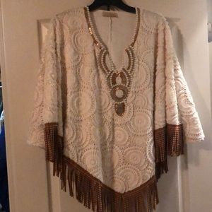 Embellished western glam poncho